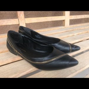 BCBG Pointy Black Zipper Flats
